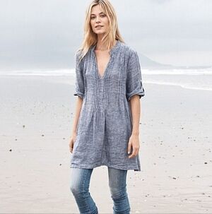 CP Shades Linen Gray Women's Tunic Top